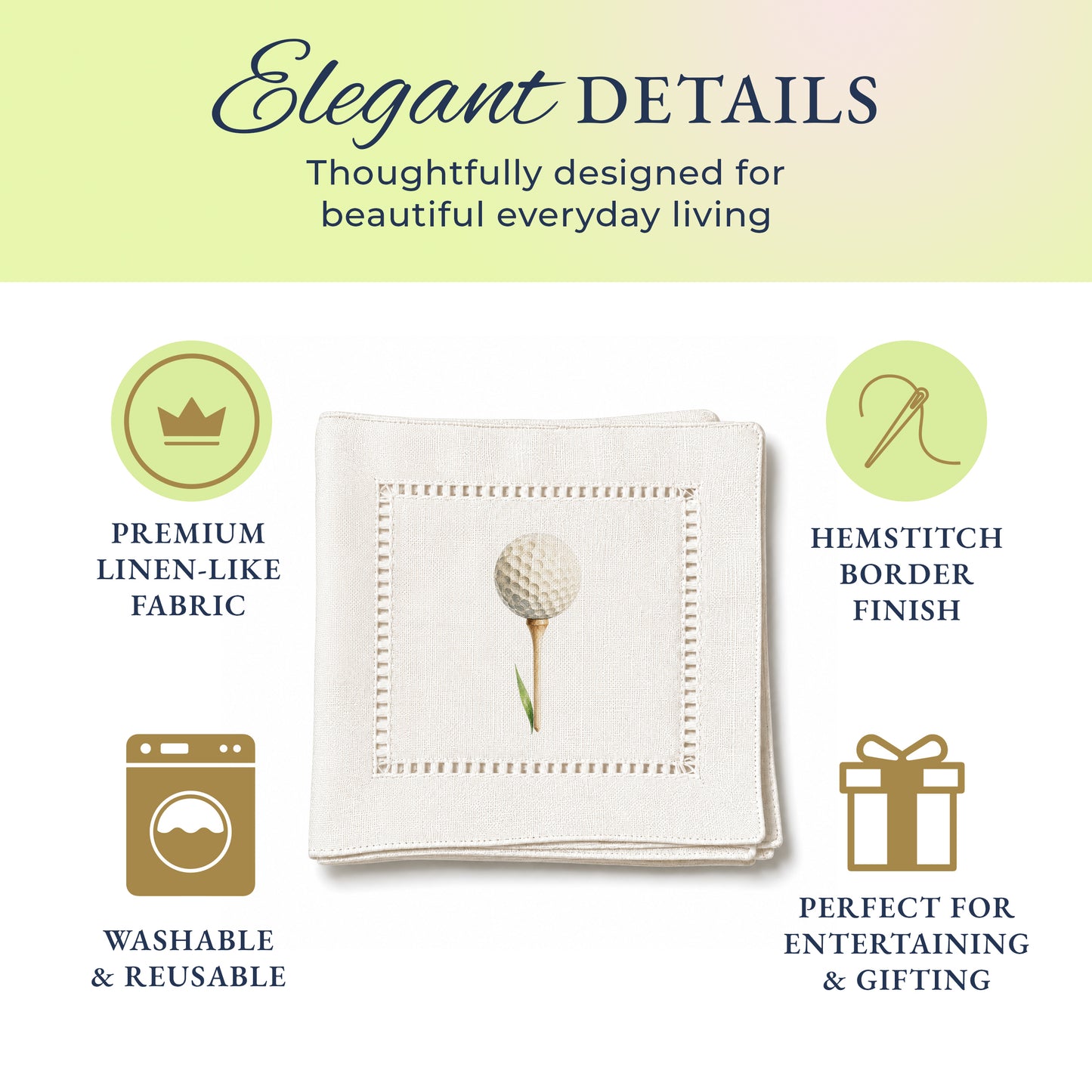 Golf Tee Hemstitch Napkins