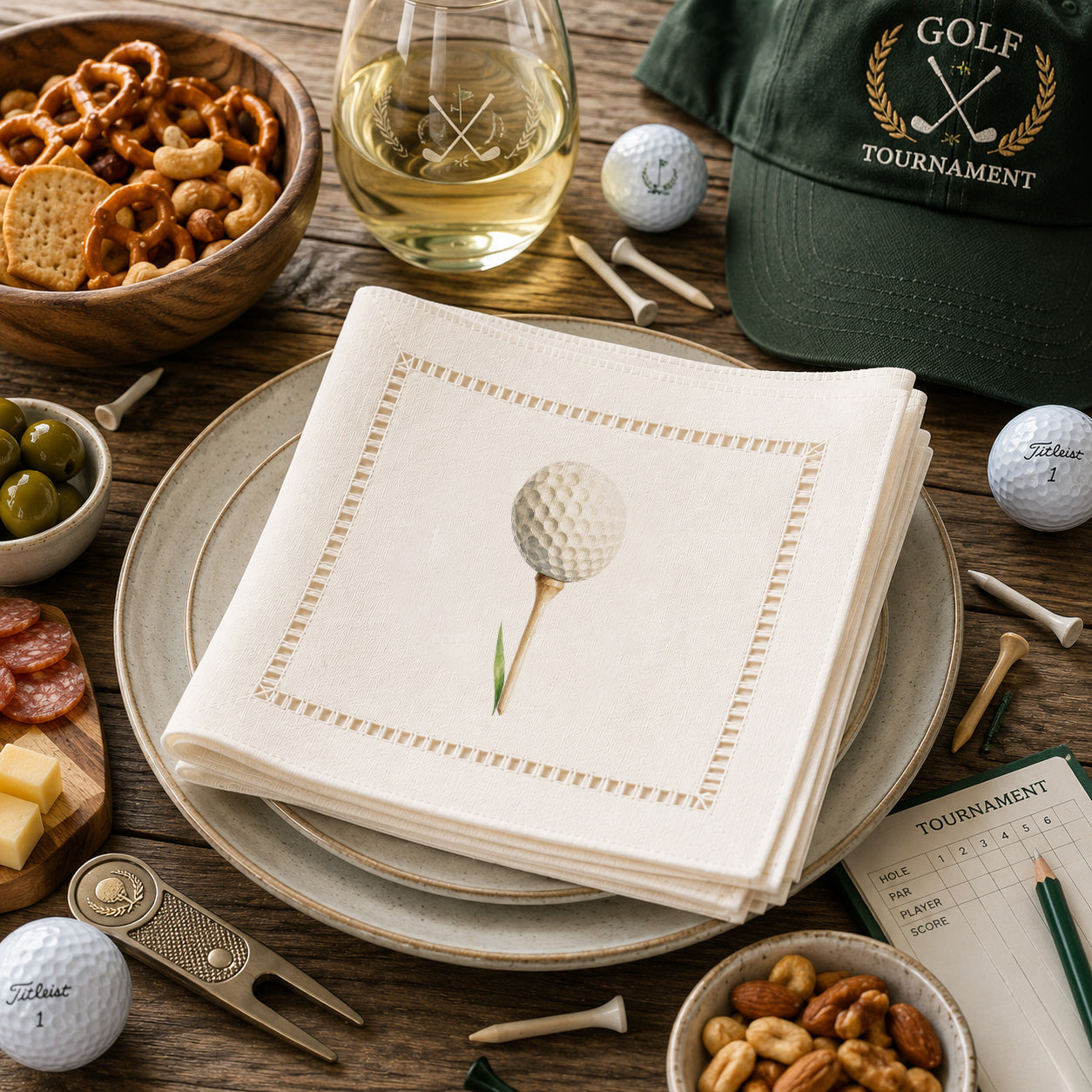Golf Tee Hemstitch Napkins