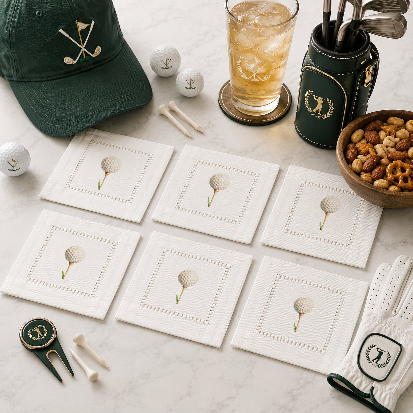 Golf Tee Hemstitch Napkins