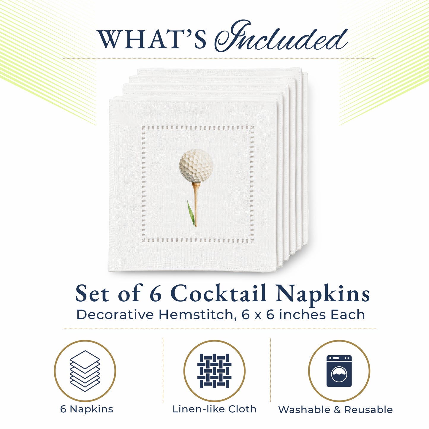 Golf Tee Hemstitch Napkins