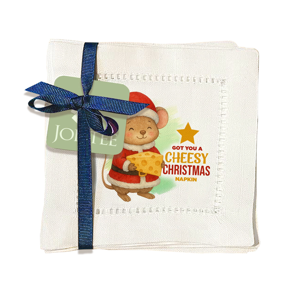Got You A Cheesy Christmas Hemstitch Napkins