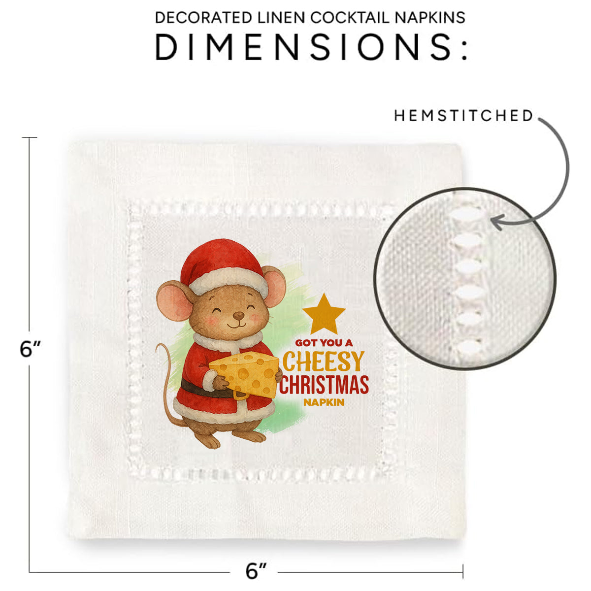 Got You A Cheesy Christmas Hemstitch Napkins