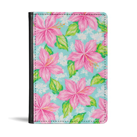 Jolitee Passport Holder, PU Vegan Leather, Green Floral, Black Back