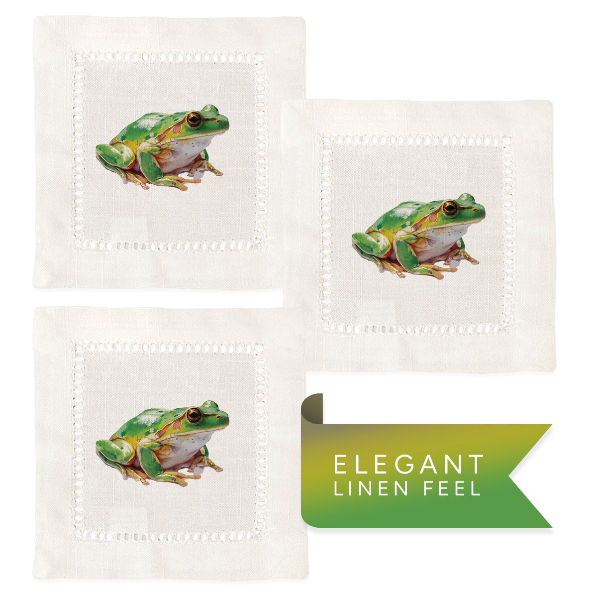 Green Frog Hemstitch Napkins