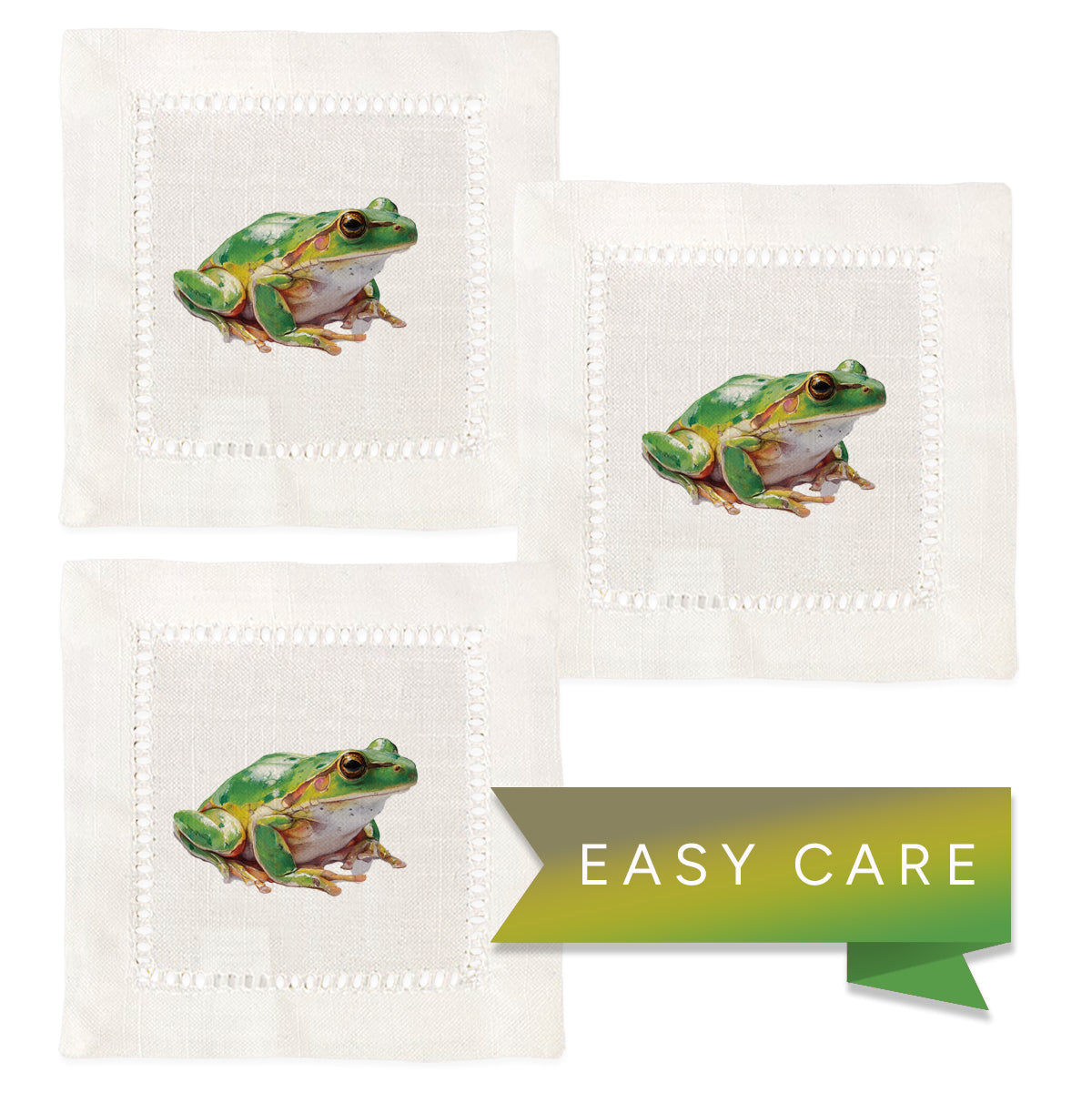 Green Frog Hemstitch Napkins