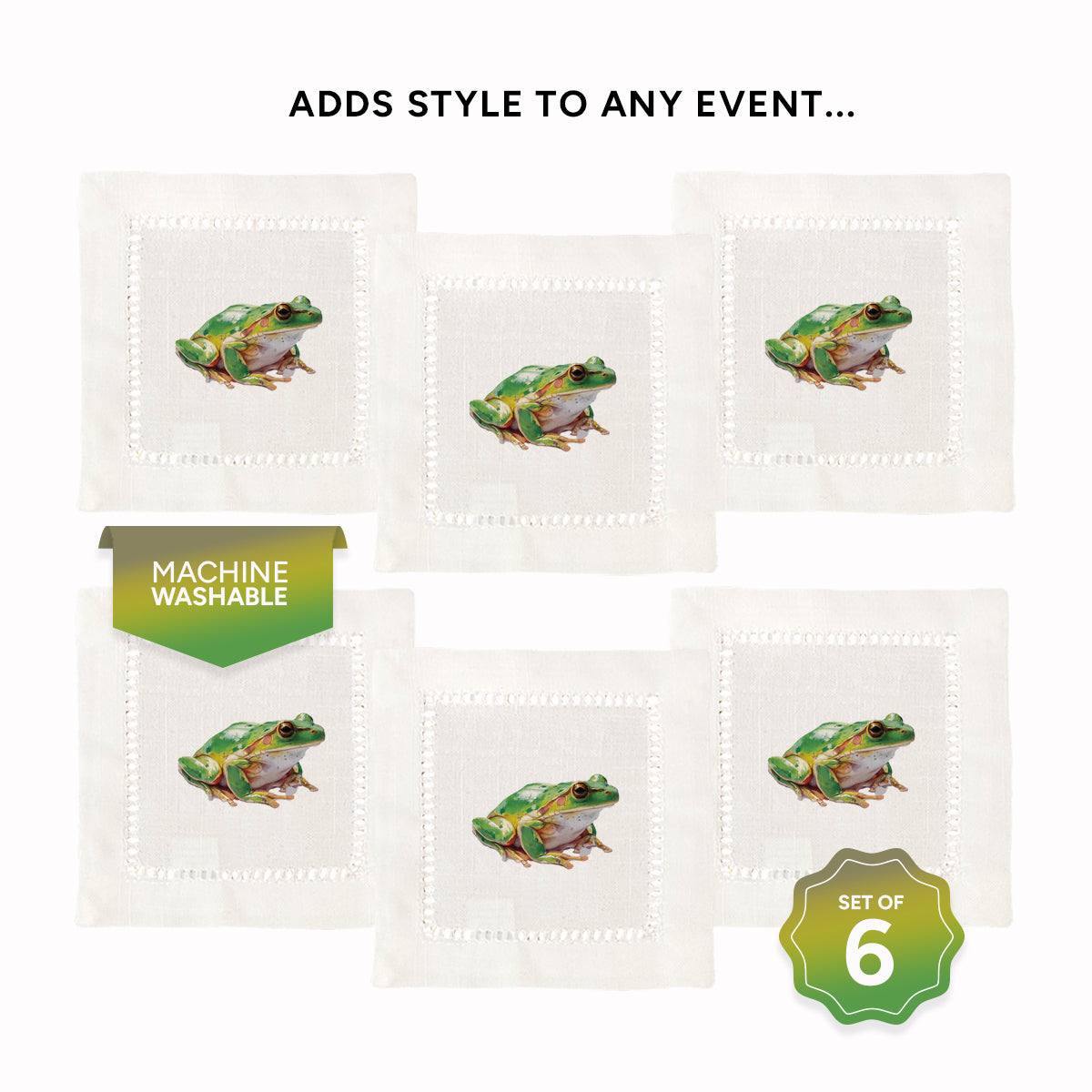Green Frog Hemstitch Napkins