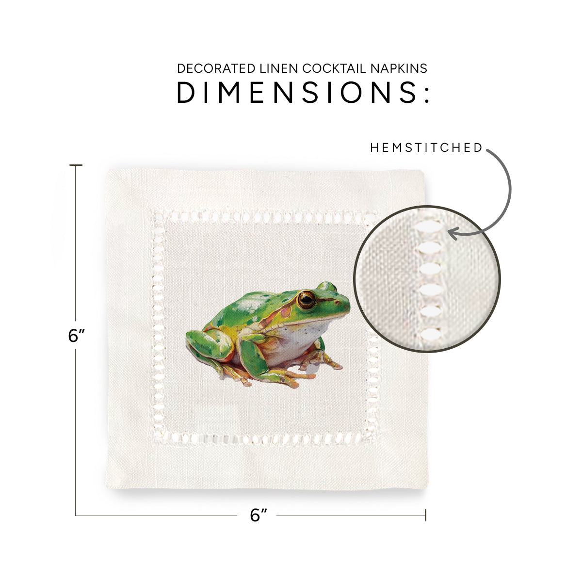 Green Frog Hemstitch Napkins