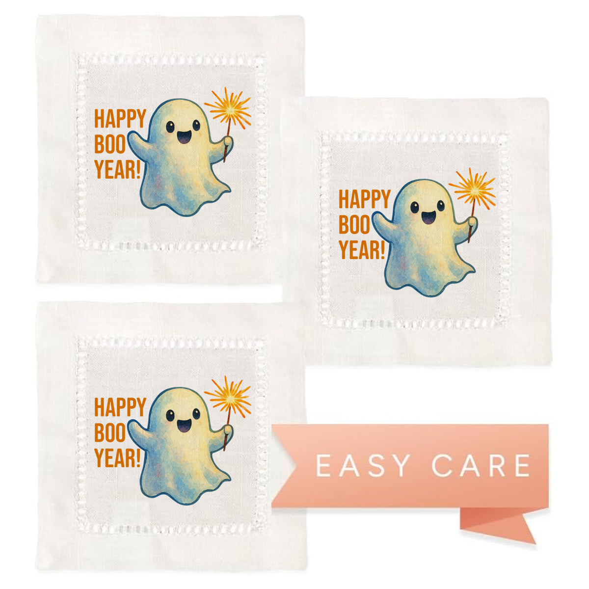 Happy Boo Year Hemstitch Napkins