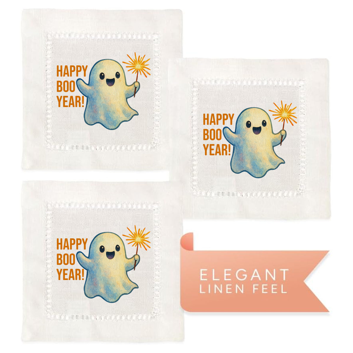 Happy Boo Year Hemstitch Napkins