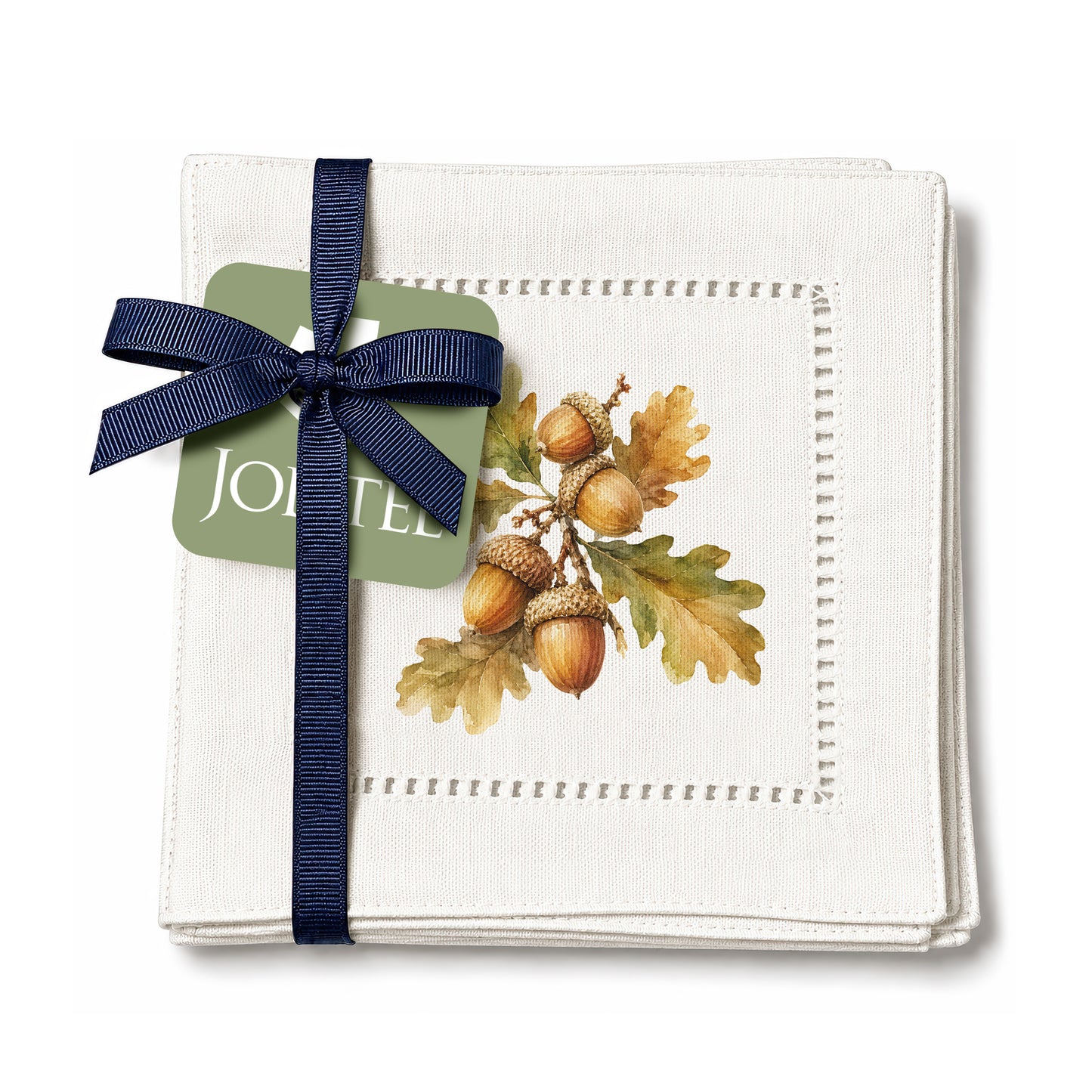 Harvest Table Acorns Hemstitch Napkins