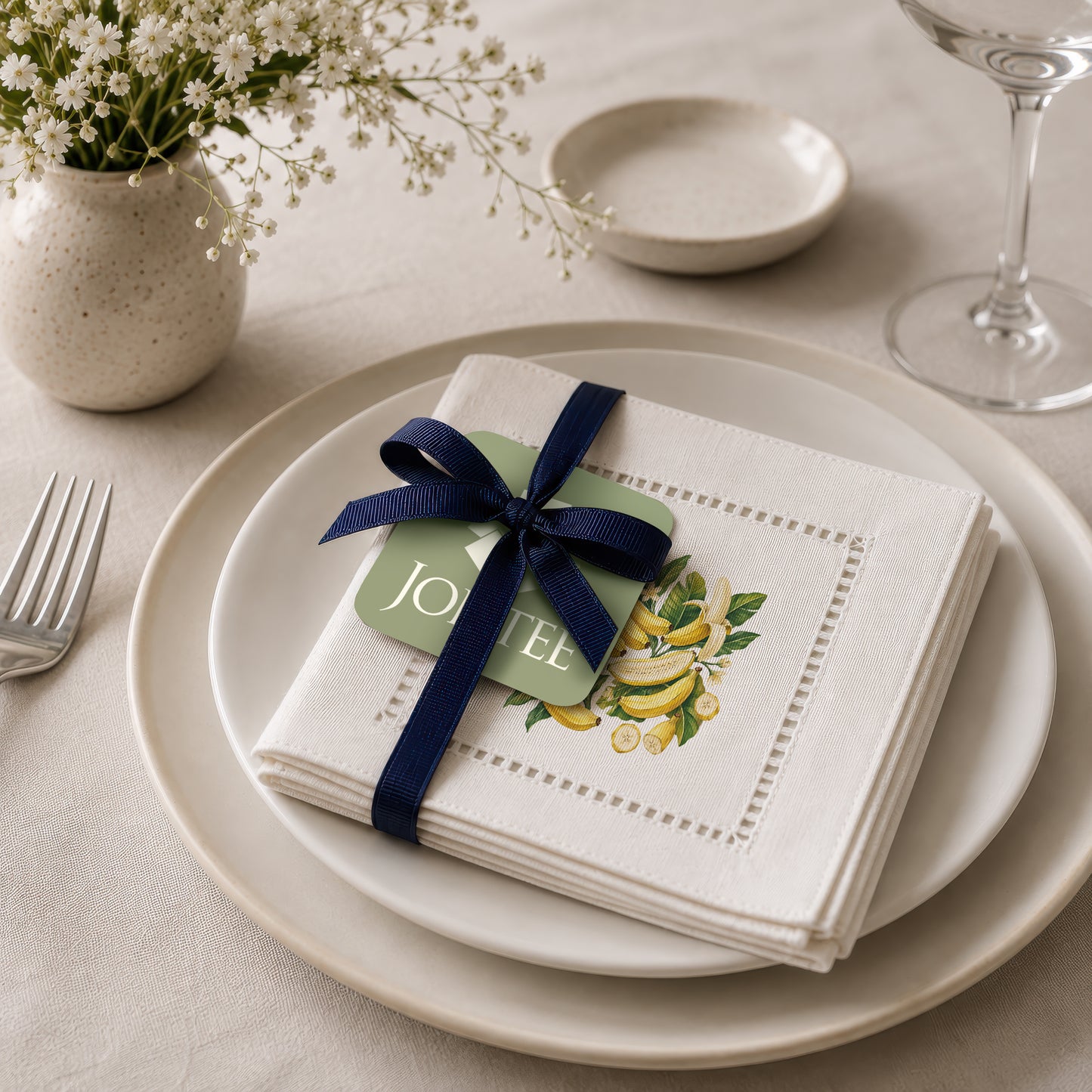 Harvest Table Bananas Hemstitch Napkins