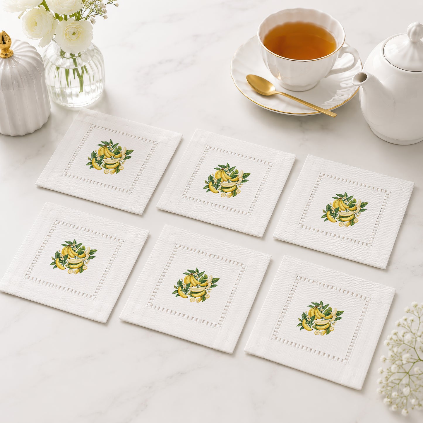 Harvest Table Bananas Hemstitch Napkins