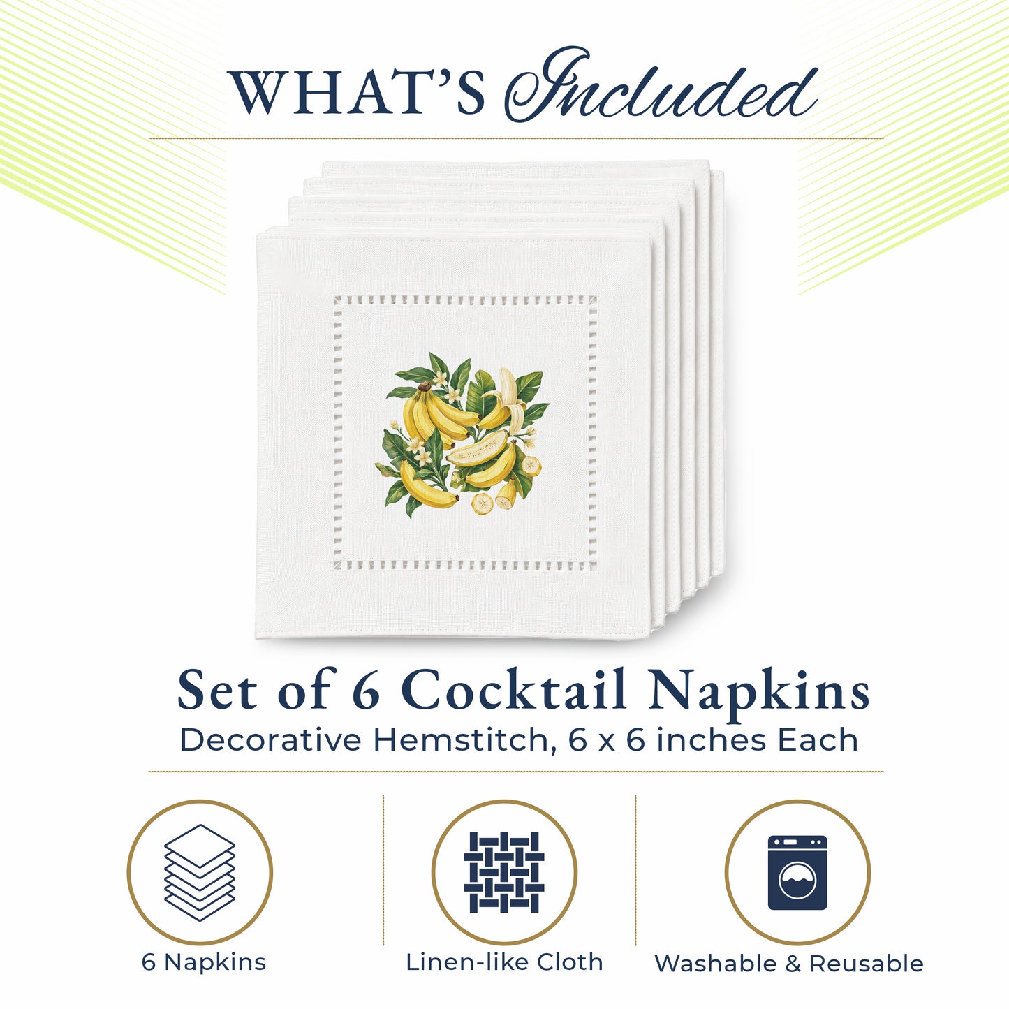 Harvest Table Bananas Hemstitch Napkins