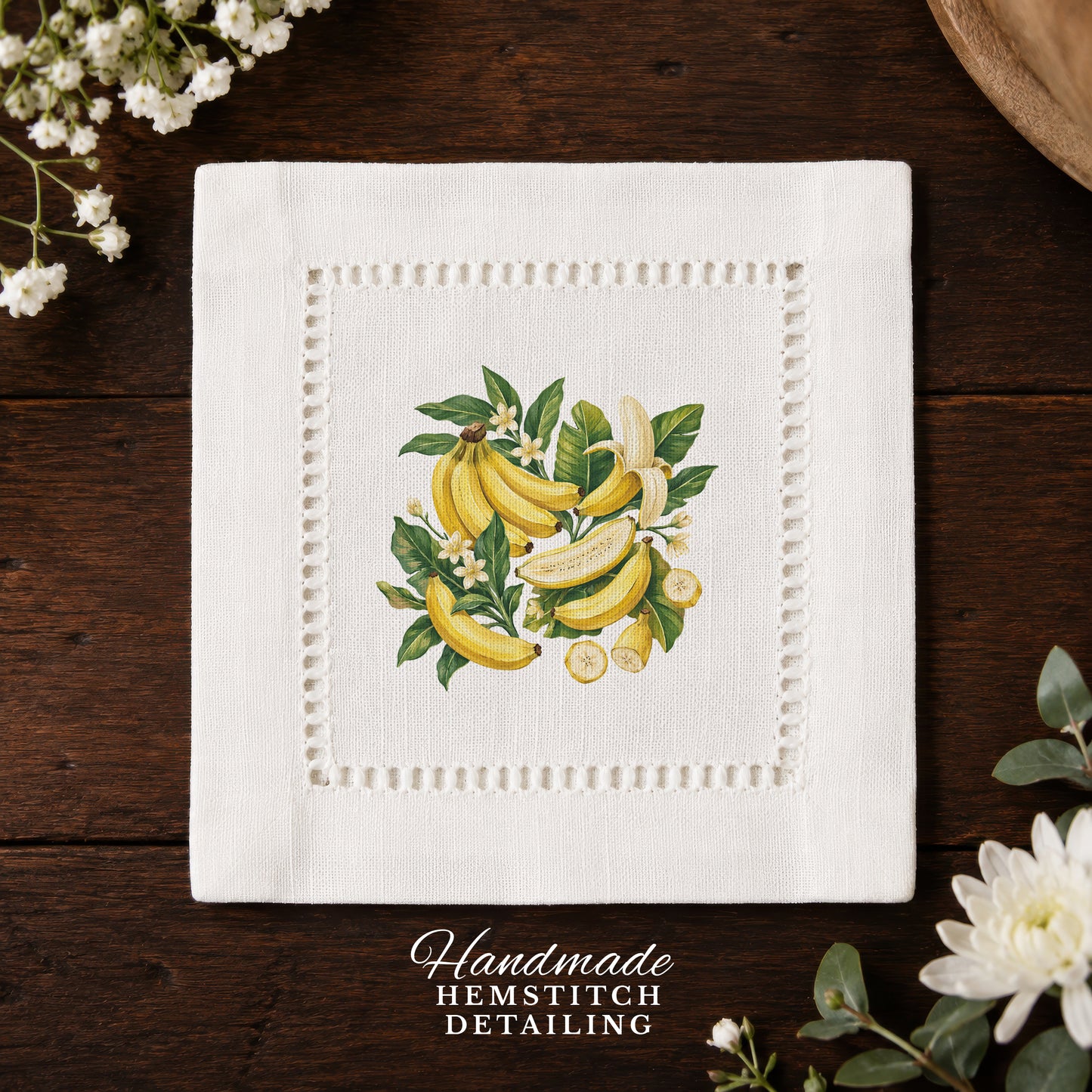 Harvest Table Bananas Hemstitch Napkins