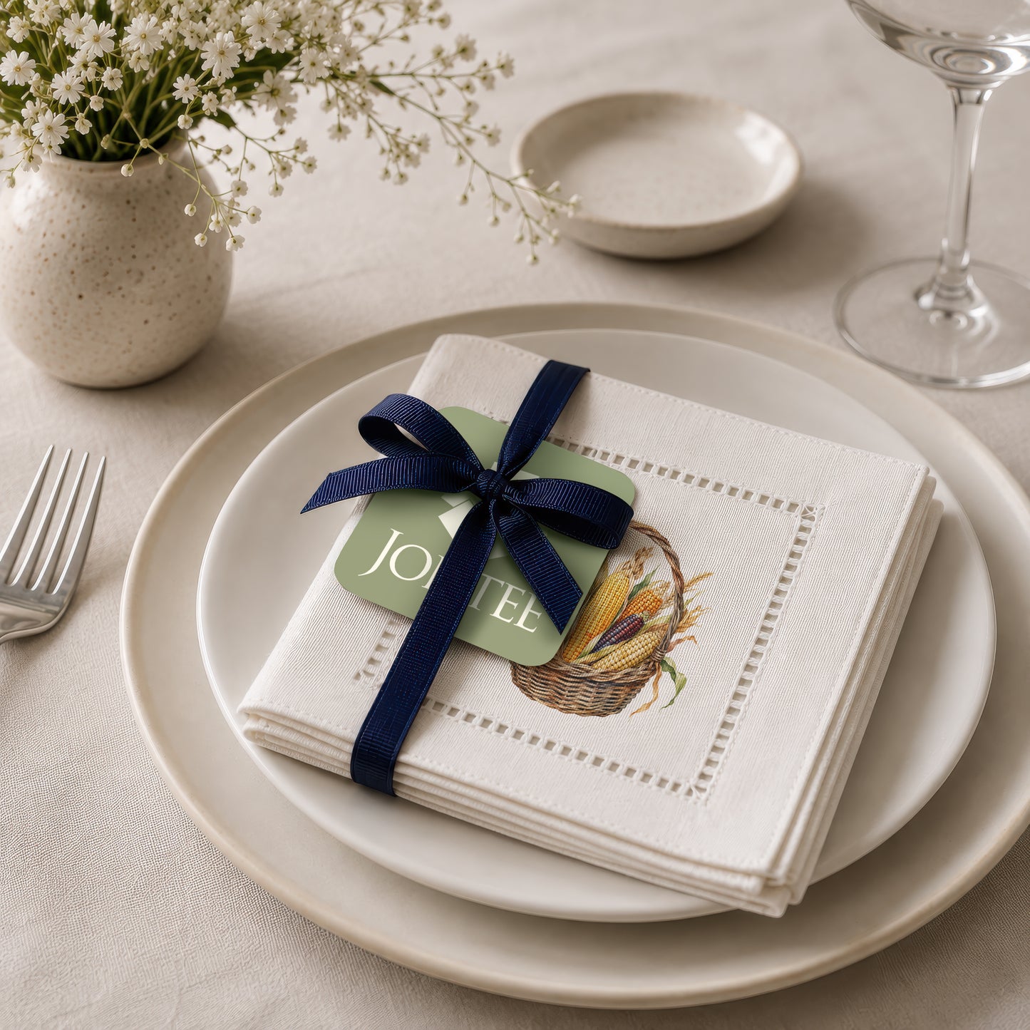 Harvest Table Corn Hemstitch Napkins