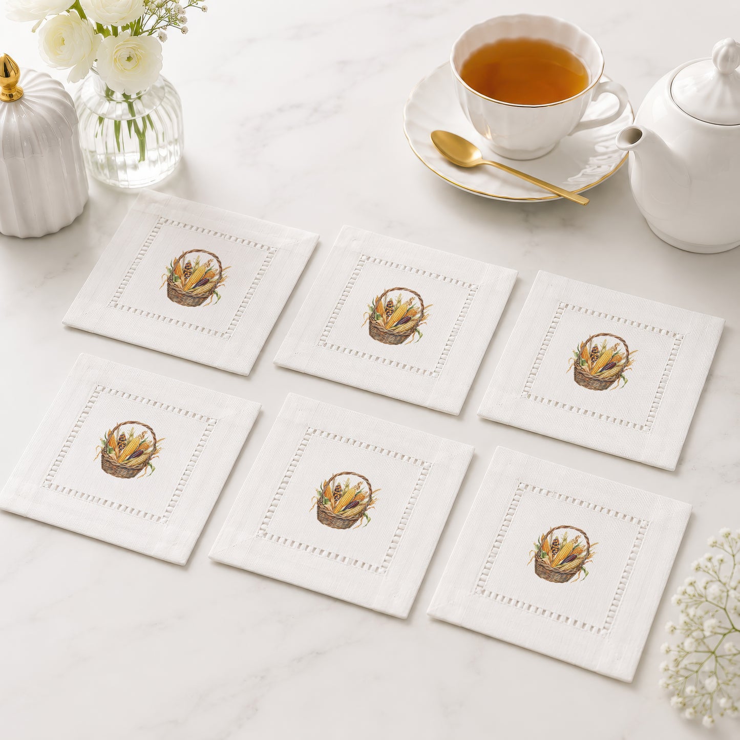 Harvest Table Corn Hemstitch Napkins