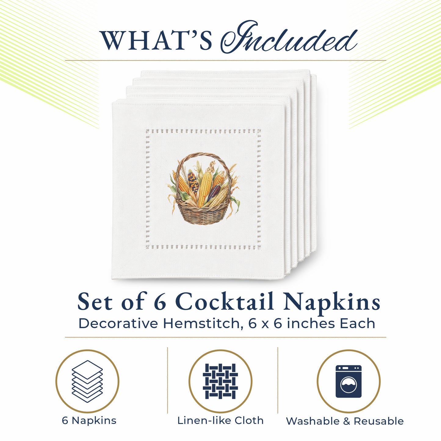 Harvest Table Corn Hemstitch Napkins