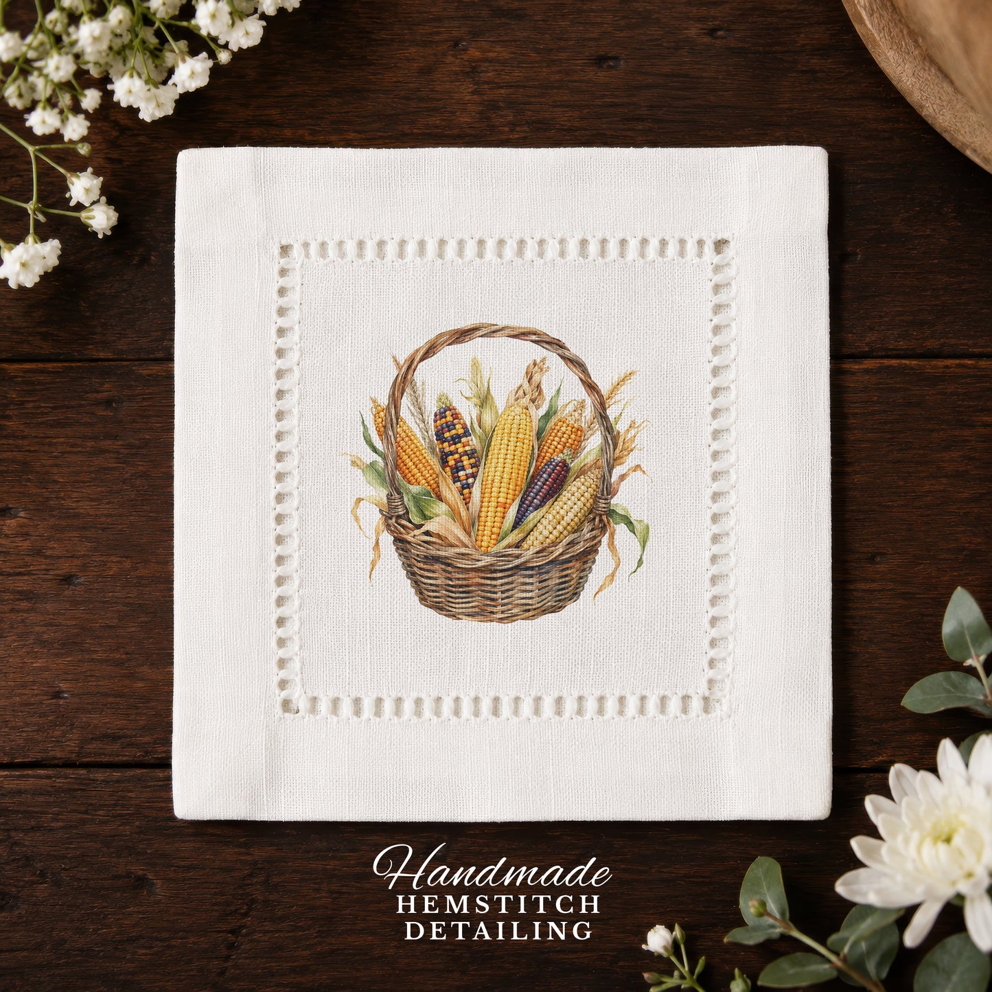 Harvest Table Corn Hemstitch Napkins