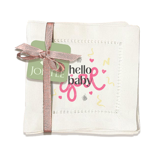 Hello Baby Girl Hemstitch Napkins