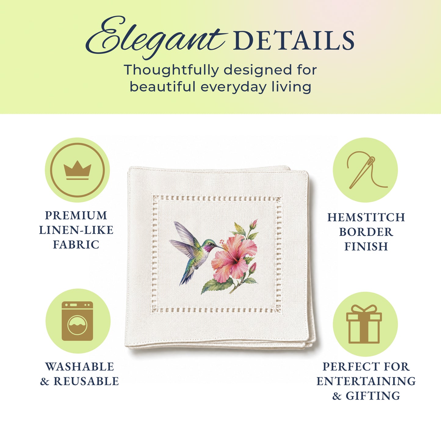 Starter Set HummingBird Hemstitch Napkins