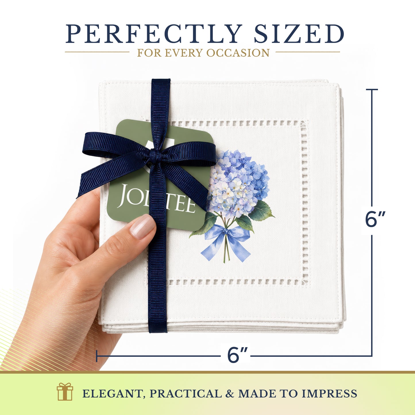 Garden Hydrangea Bouquet Hemstitch Napkins