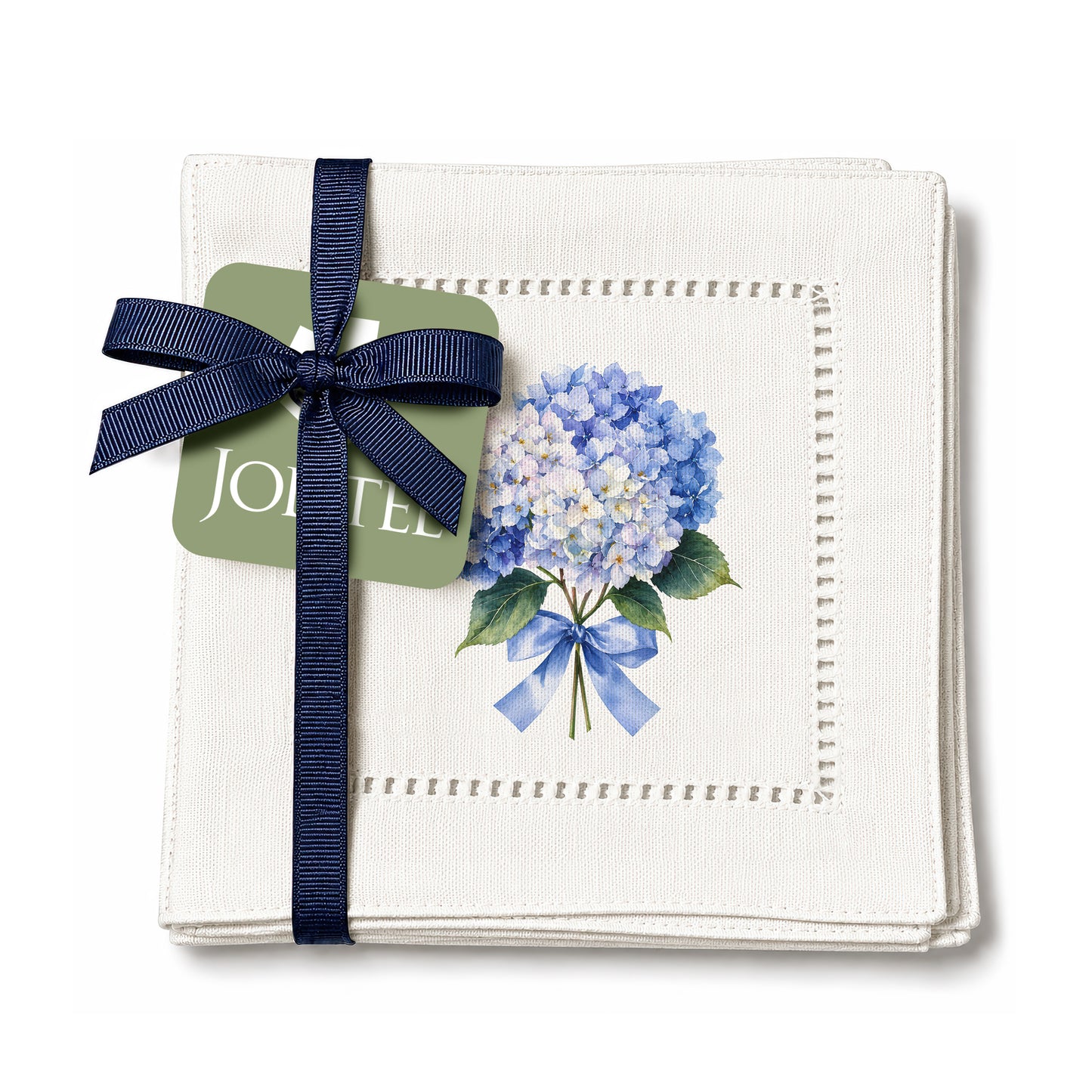 Garden Hydrangea Bouquet Hemstitch Napkins