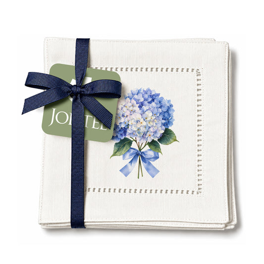 Garden Hydrangea Bouquet Hemstitch Napkins