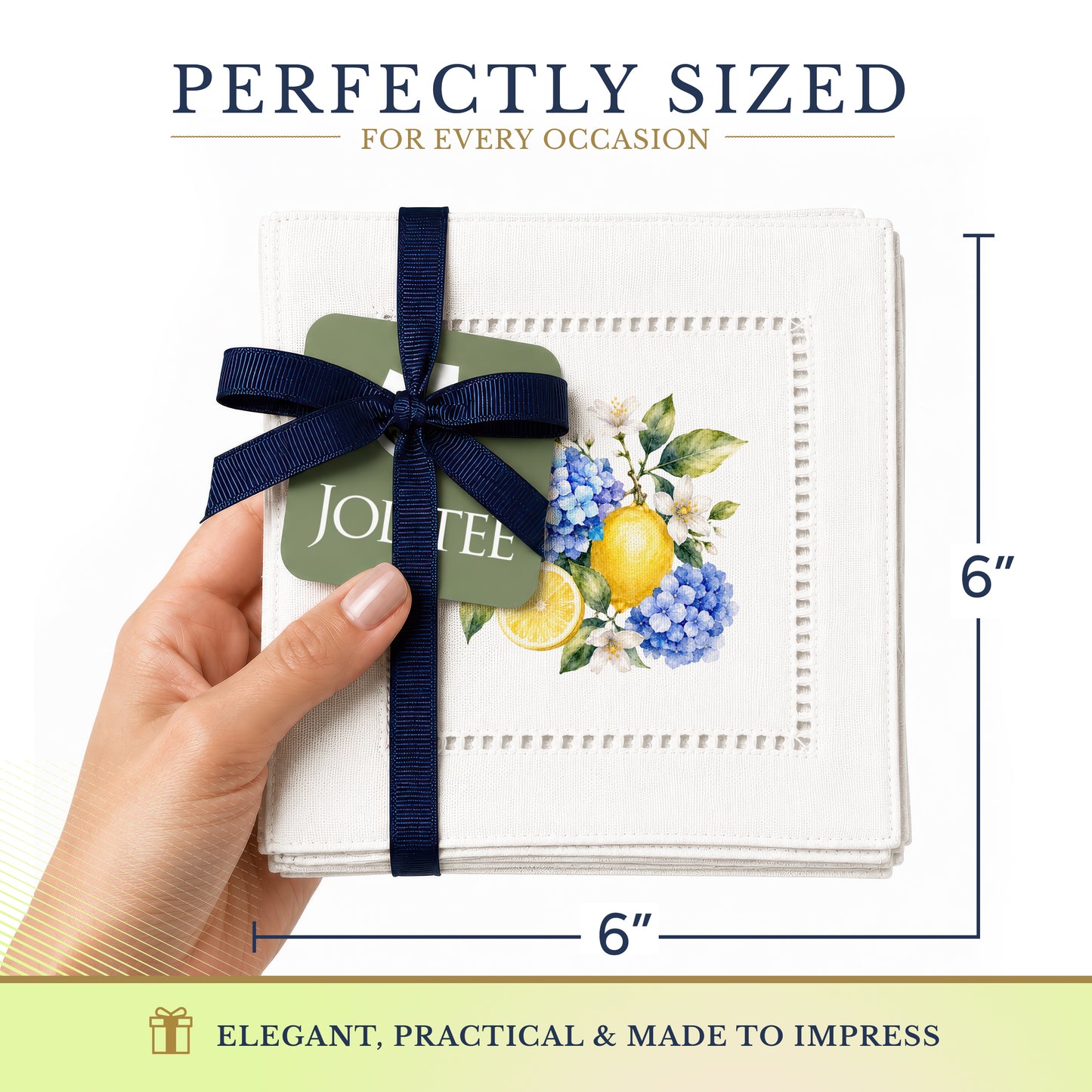 Garden Hydrangea Lemons Hemstitch Napkins
