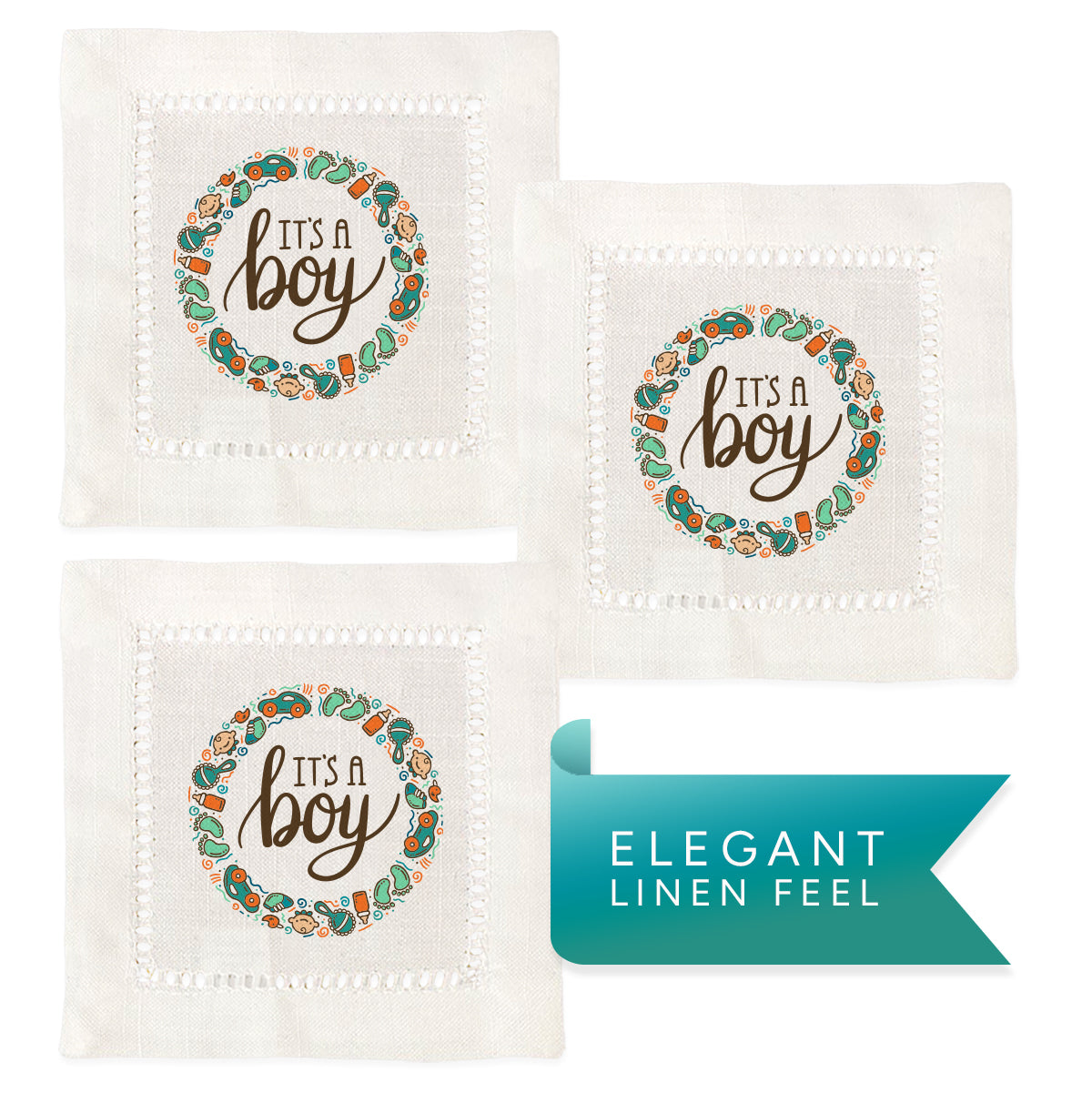 It's a Boy Hemstitch Napkins