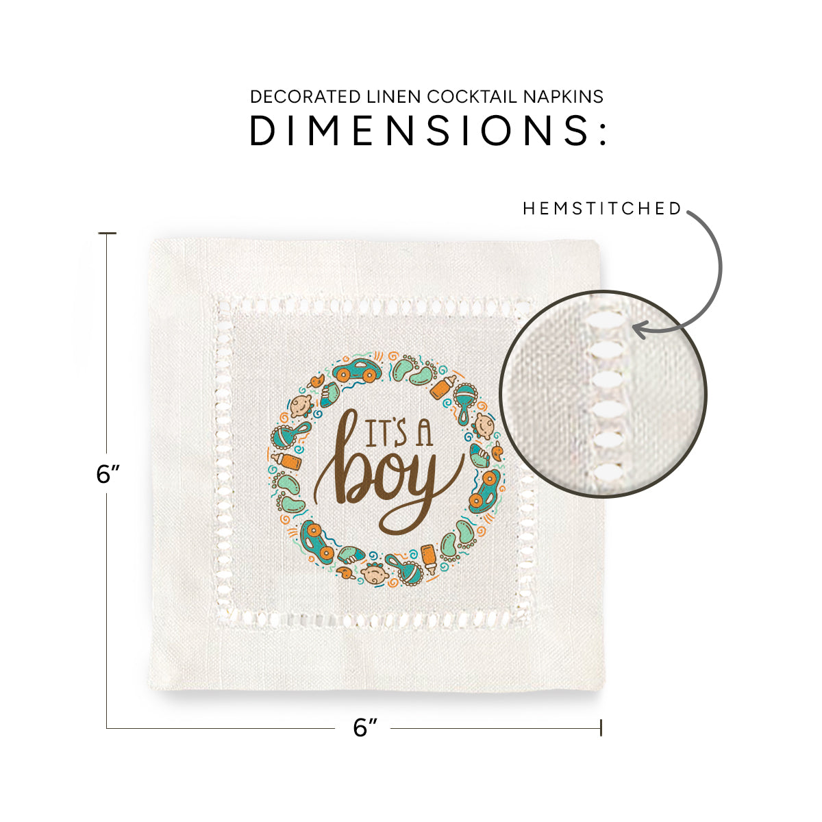 It's a Boy Hemstitch Napkins