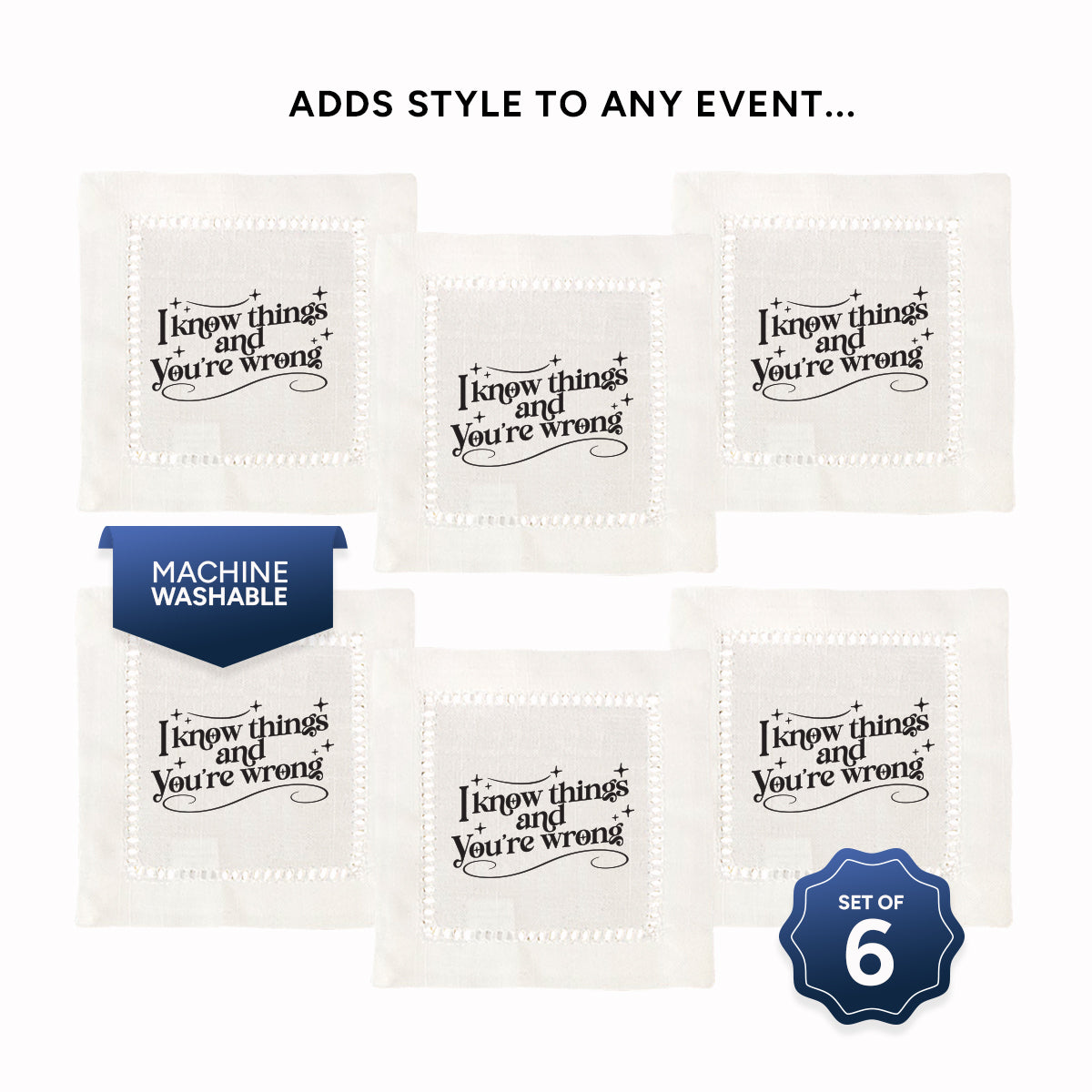 I Know Things Hemstitch Napkins