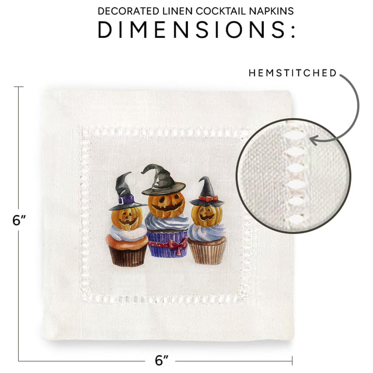 Jack o Lantern Hemstitch Napkins