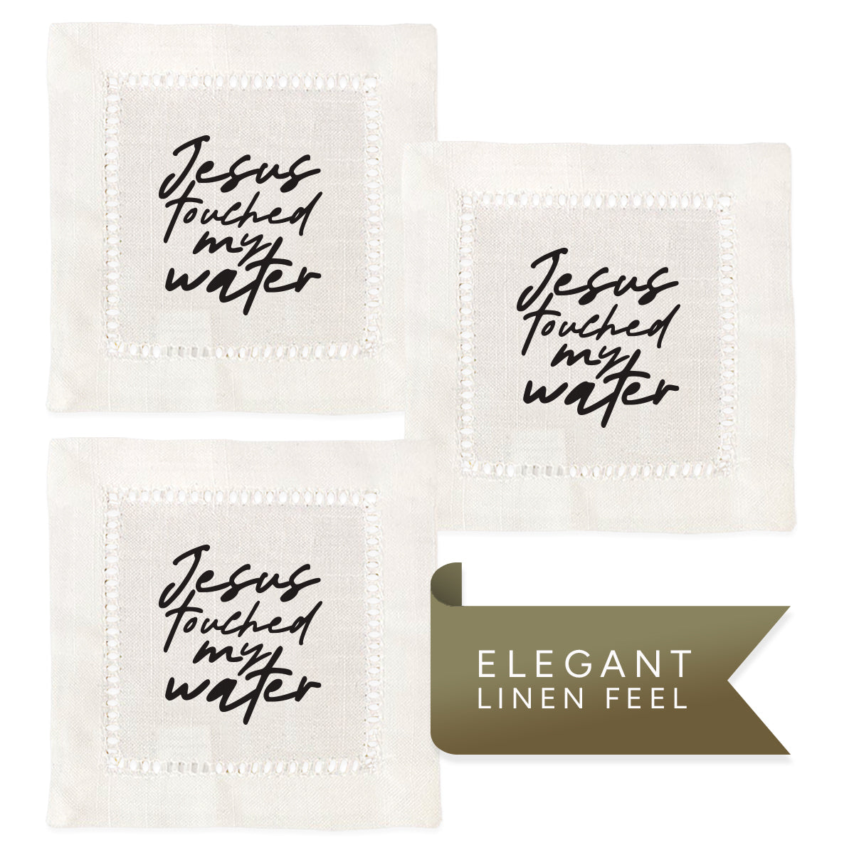 Jesus Water Hemstitch Napkins
