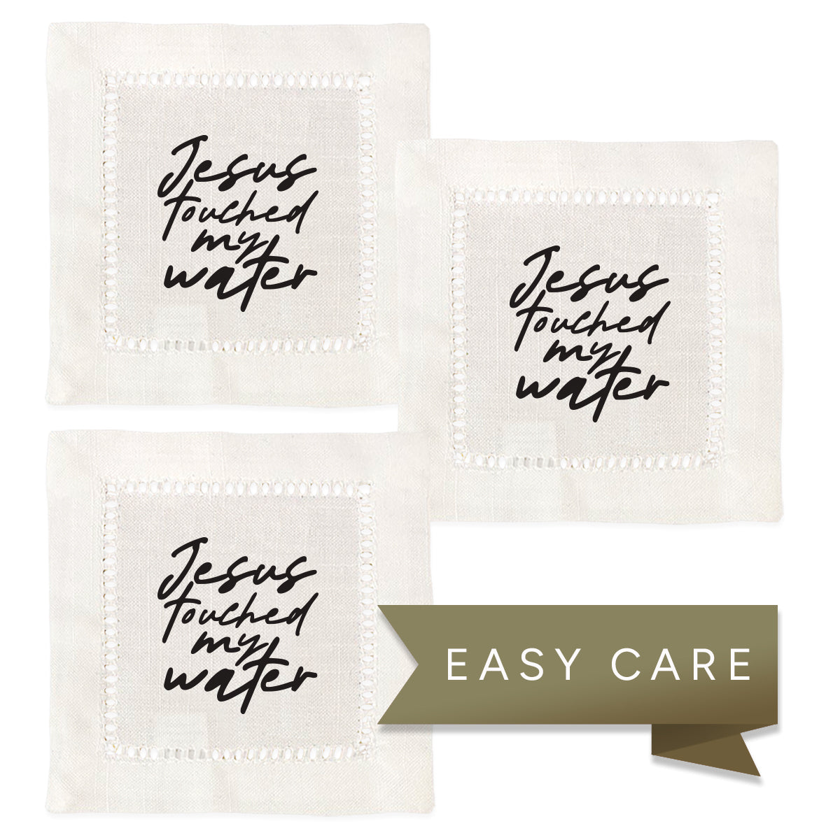 Jesus Water Hemstitch Napkins