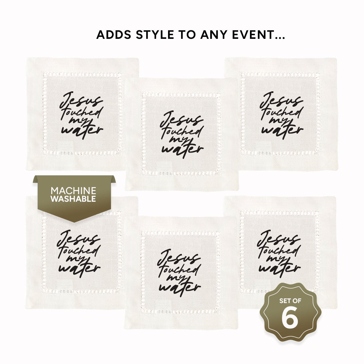 Jesus Water Hemstitch Napkins