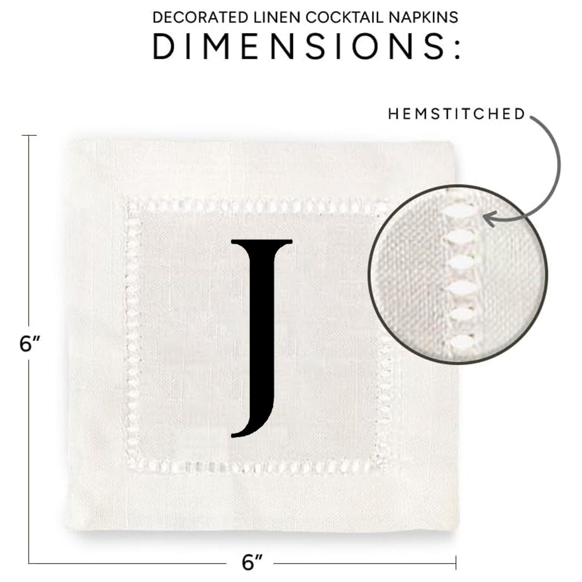 Monogram Serif - J Hemstitch Napkins