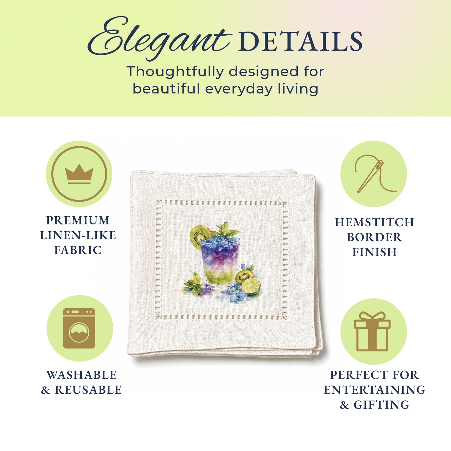 Starter Set Kiwi Julep Hemstitch Napkins