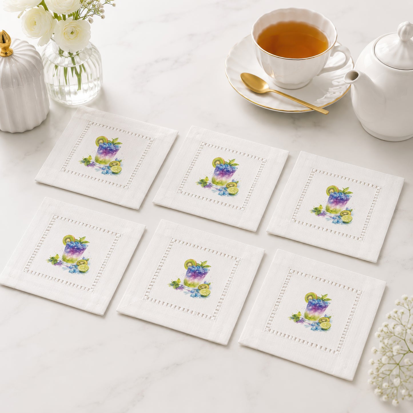 Starter Set Kiwi Julep Hemstitch Napkins