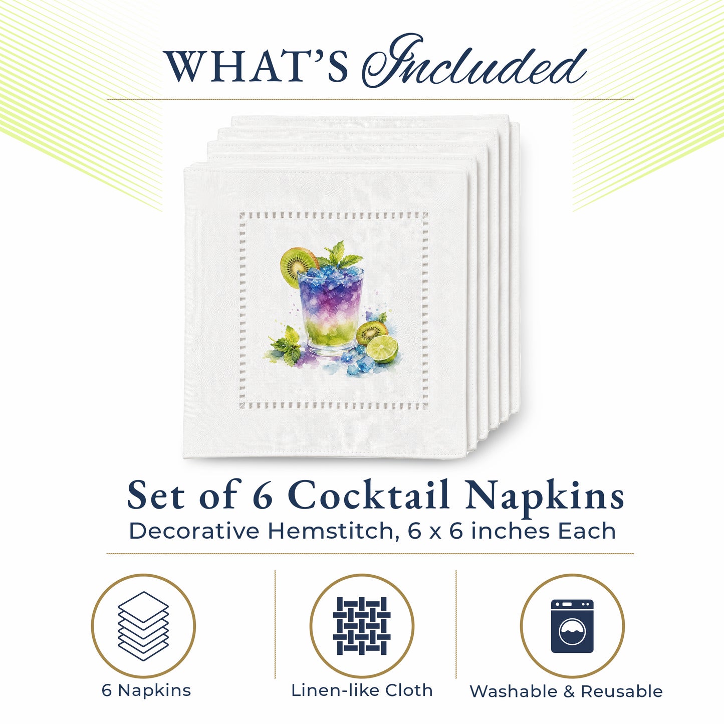 Starter Set Kiwi Julep Hemstitch Napkins