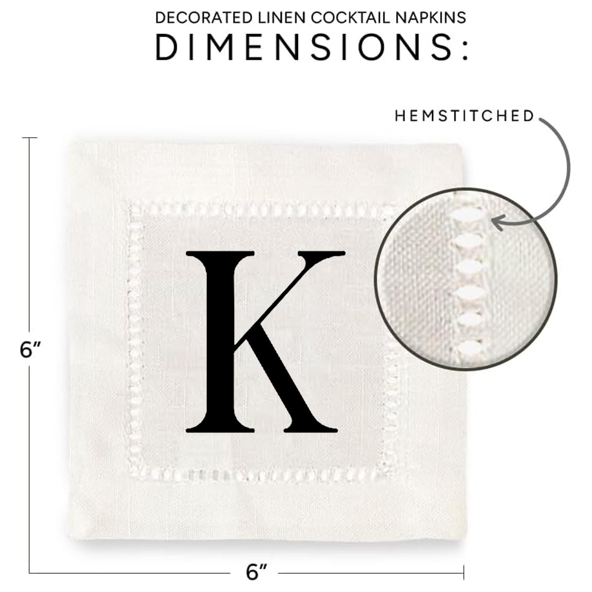 Monogram Serif - K Hemstitch Napkins