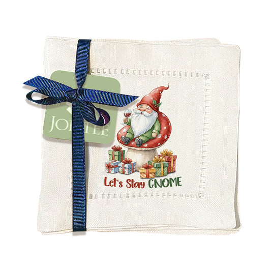 Let's Stay Gnome Hemstitch Napkins