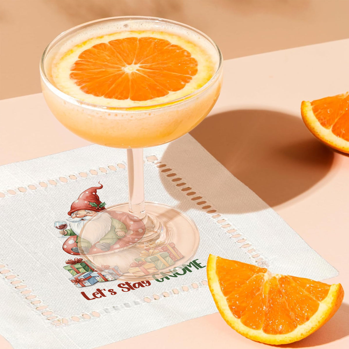 Let's Stay Gnome Hemstitch Napkins