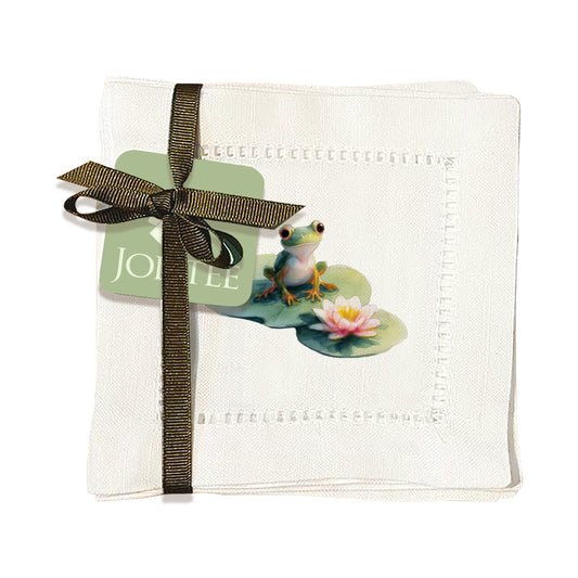 Lily Pad Frog Hemstitch Napkins