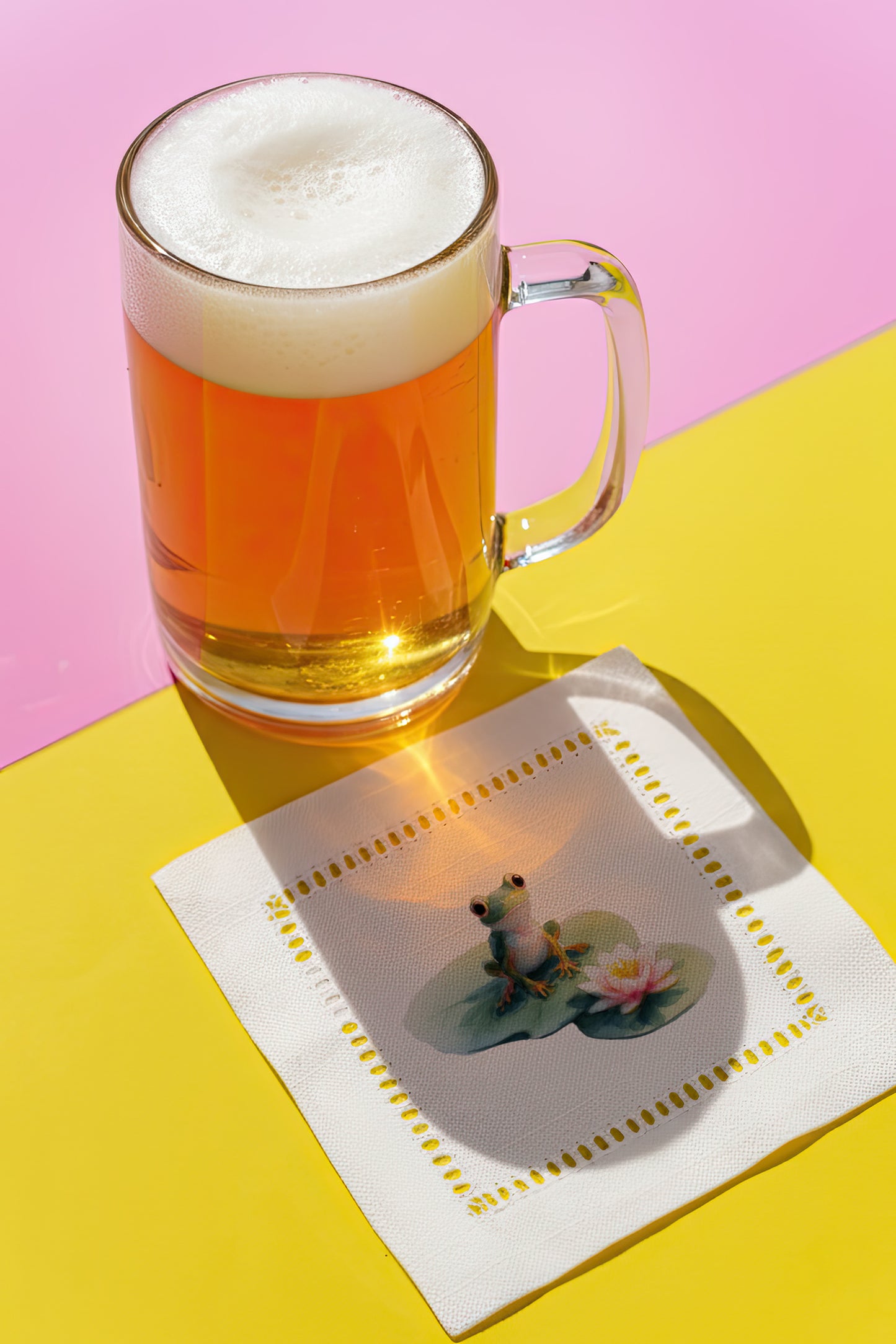 Lily Pad Frog Hemstitch Napkins