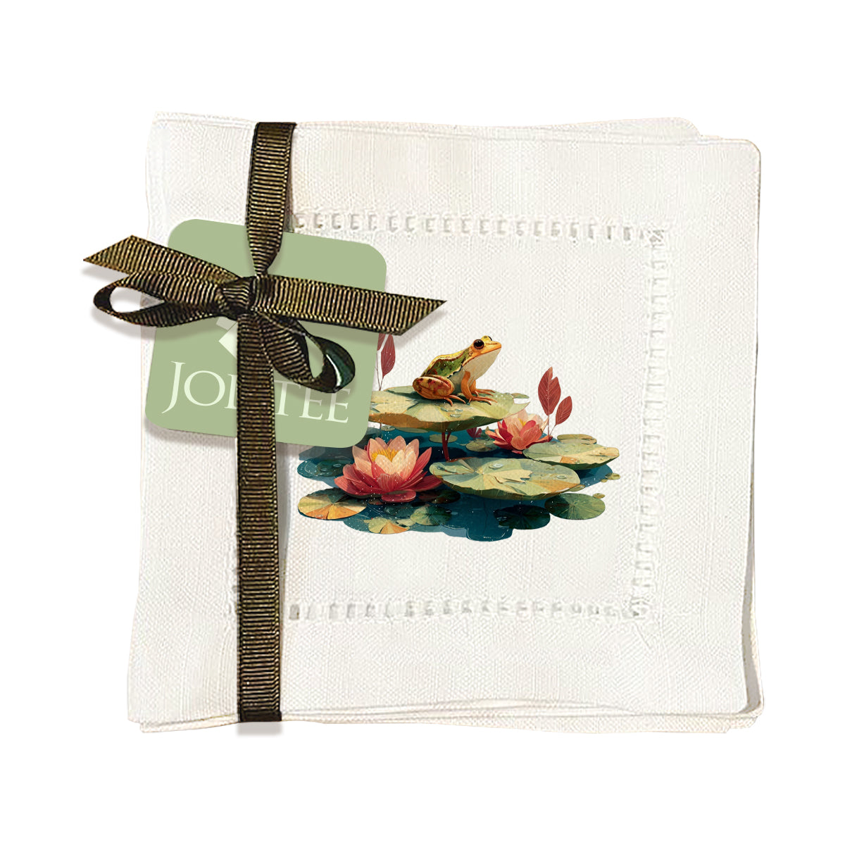 Lotus Frog Hemstitch Napkins