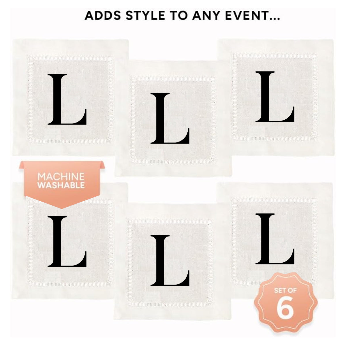 Monogram Serif - L Hemstitch Napkins