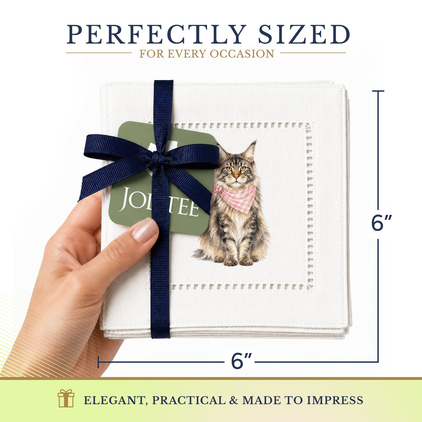 Pet Story Maine Coon Hemstitch Napkins