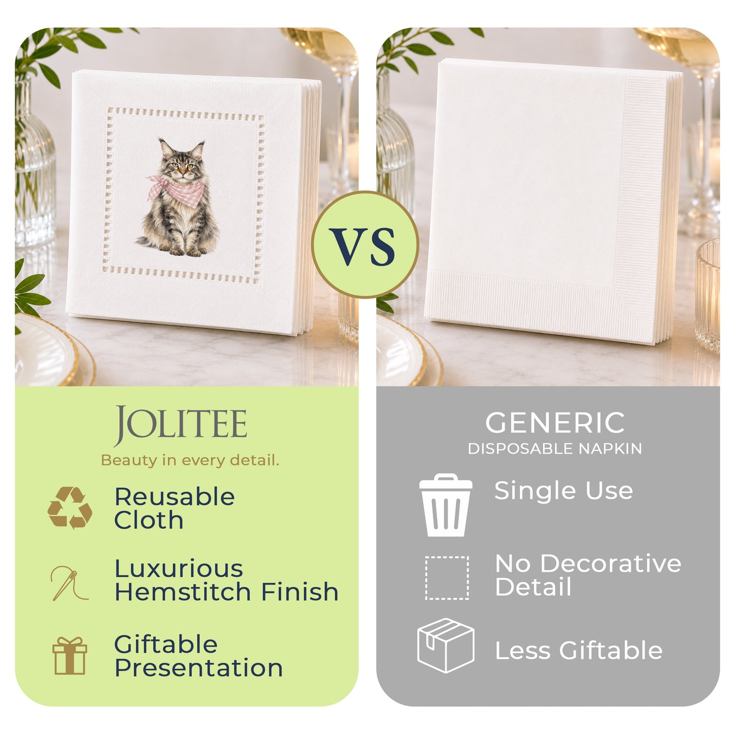 Pet Story Maine Coon Hemstitch Napkins