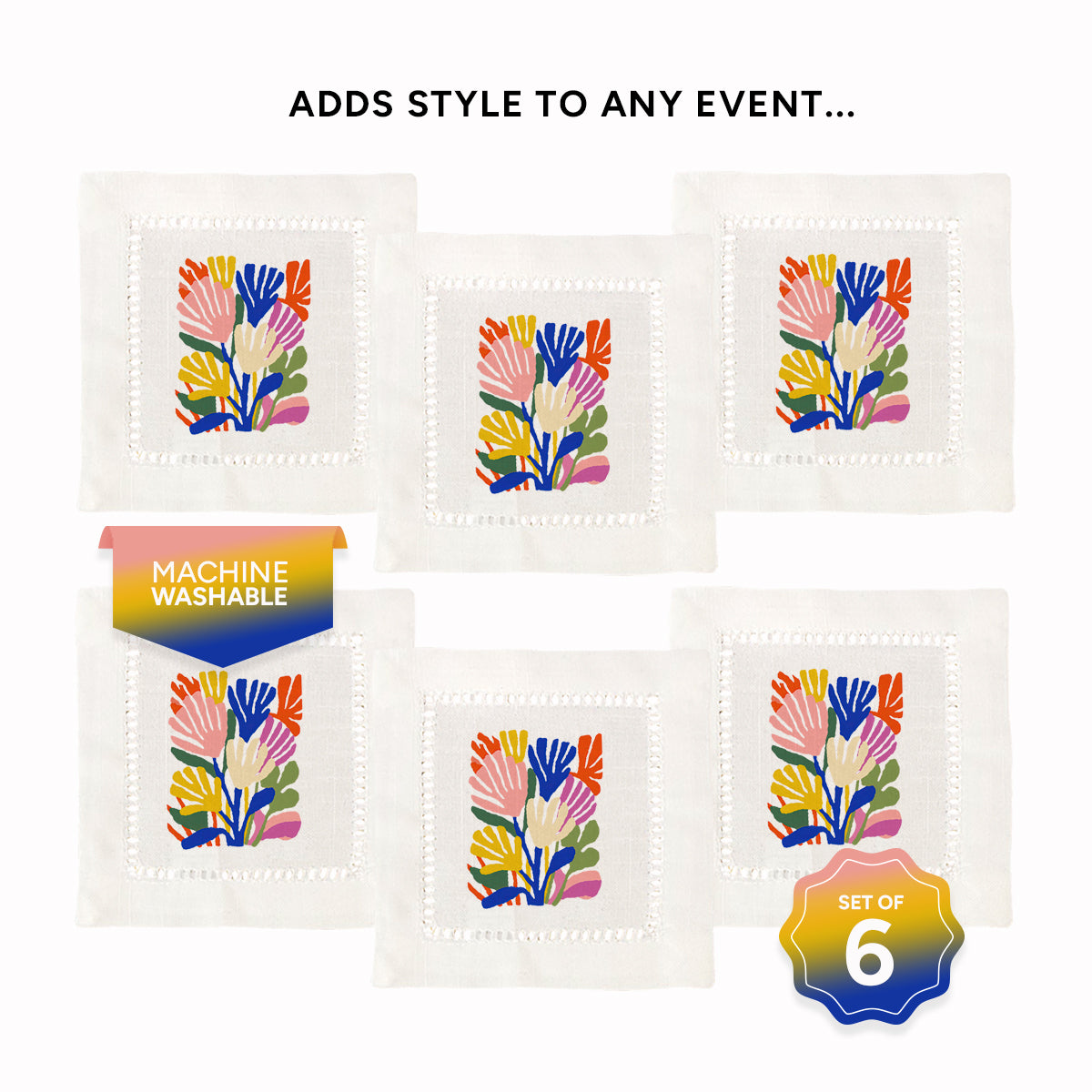 Matisse Flowers Hemstitch Napkins