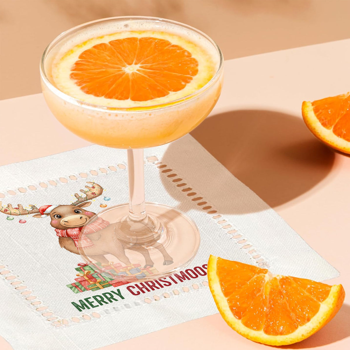 Merry Christmoose Hemstitch Napkins